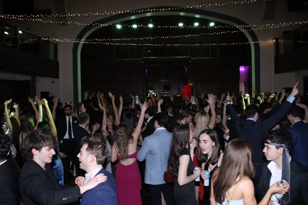 Guests dancing at an evening event