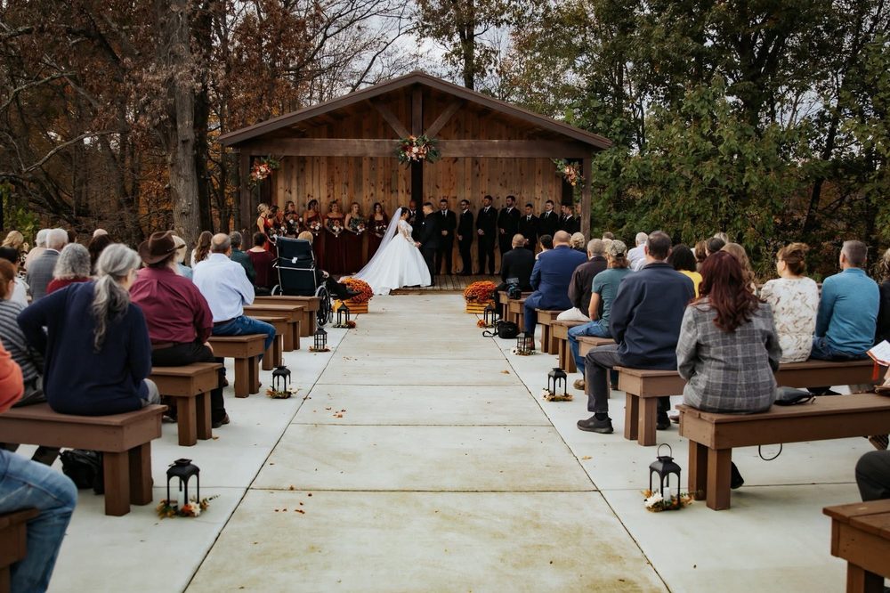 Outdoor autumn wedding ceremony